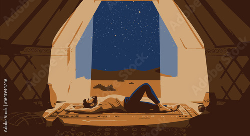 Night Sky View from Yurt Peaceful Desert Stargazing