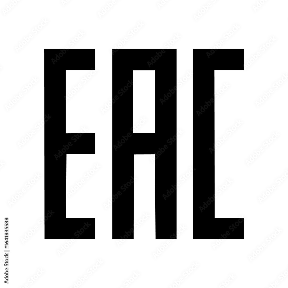 EAC marking. EAC sign. Products of compliance with technical regulations of the Eurasian Economic Union. Warning symbol. Marking on packaging. EAC marking. EAC sign. Products of compliance with technical regulations of the Eurasian Economic Union. Warning symbol. Marking on packaging.