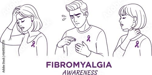 Fibromyalgia awareness symptoms and support information vector