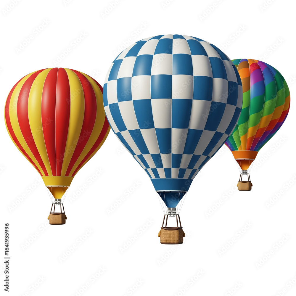 Fototapeta premium set of three hot air balloon on transparent background