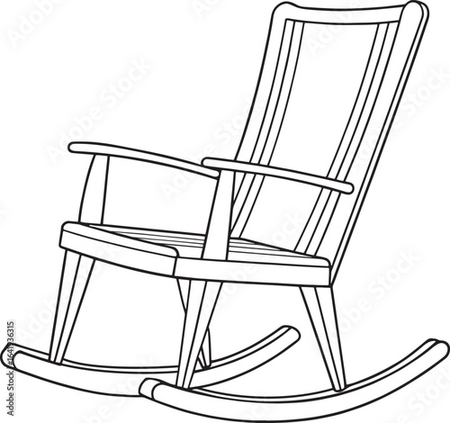 Rocking chair line art illustration for creative projects, coloring books, and home furnishing ideas