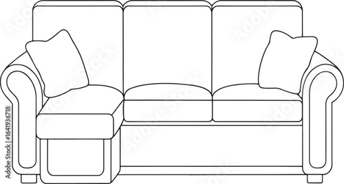 Sectional sofa with pillows illustration perfect for stylish living room decor and interior furnishing concepts