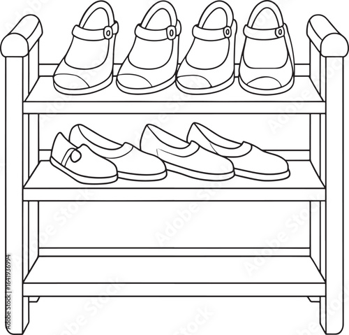 Shoe storage solution illustration ideal for organizing footwear in stylish and functional home spaces