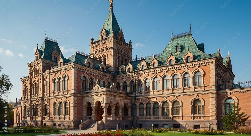 Fototapeta premium One beautiful shot of the Volga Manor during the day in Harbin, China
