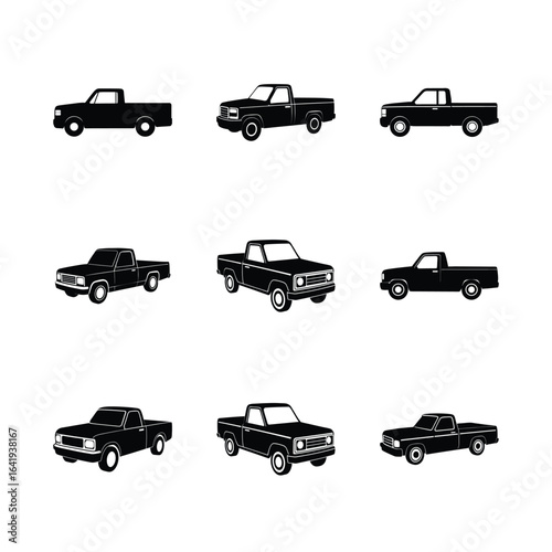 Pickup Truck Icons Vector Set