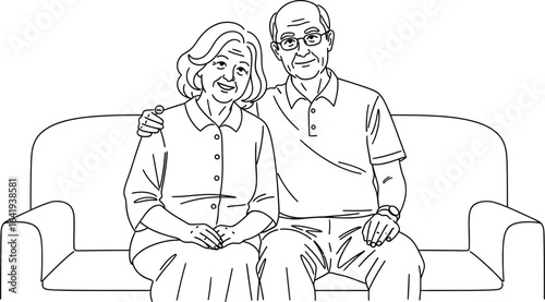 Wallpaper Mural Illustration of smiling senior couple sitting on the couch vector Torontodigital.ca