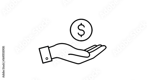 Hand holding a dollar coin icon symbolizing financial assistance or payment