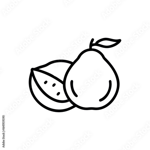 A sapodilla fruits icon line art vector illustration.
