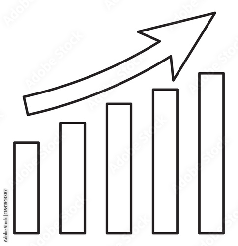 Growth bar chart. Graph going up sign with arrows vector. Growth bar chart solid icon vector design. Simple grow, chart, increase vector illustration.