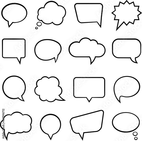 Variety of speech and thought bubbles in different shapes and sizes for creative expressions and designs
