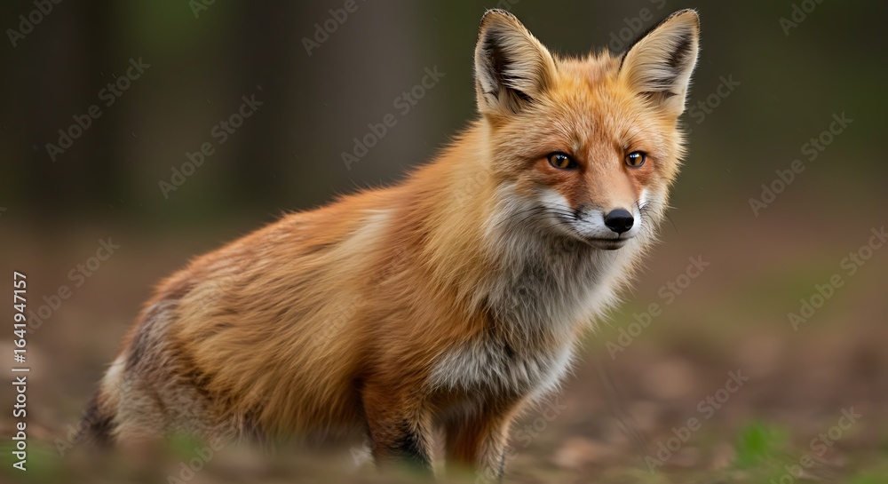 Fototapeta premium A selective focus shot of a Red Fox in the forest