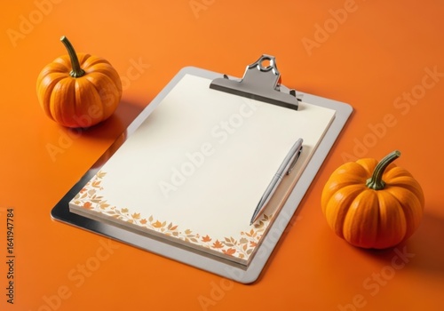 Vivid Bright Orange Surface With A Sleek Clipboard