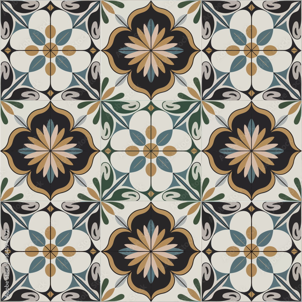 Fototapeta premium vector illustration hires Collection of High-Resolution Abstract Seamless ornament Patterns with Diverse Designs and Textures 