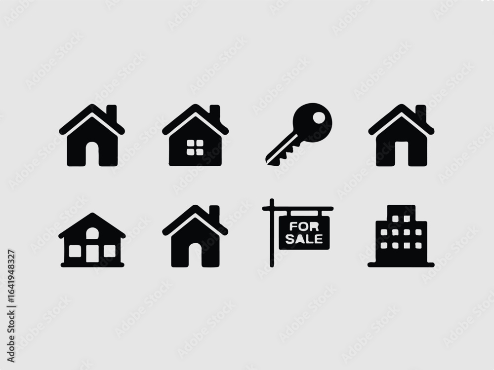 Fototapeta premium Real estate and property icons house home