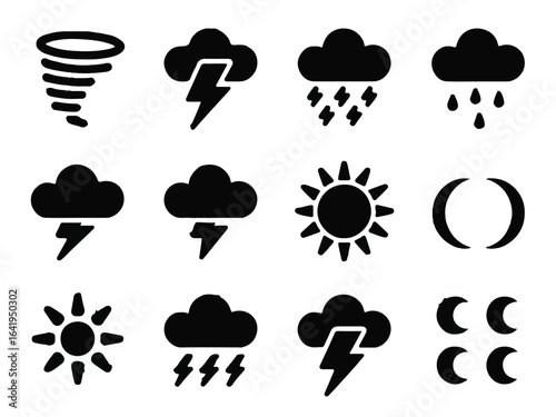 Set of Weather Condition Icons forecast symbol