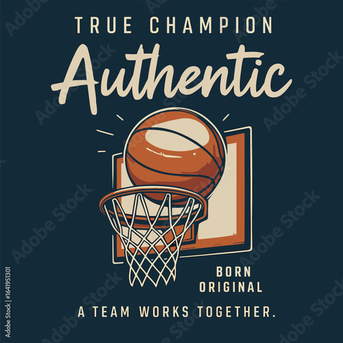 Authentic vintage basketball champion poster