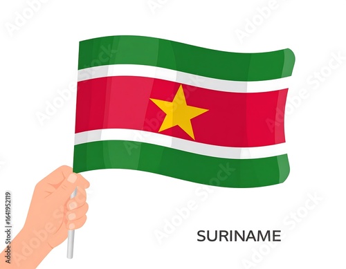 Suriname flag held by hand