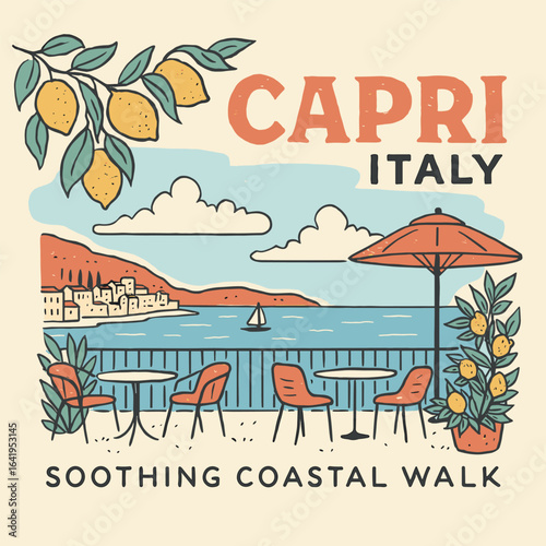 Capri italy soothing coastal walk illustration