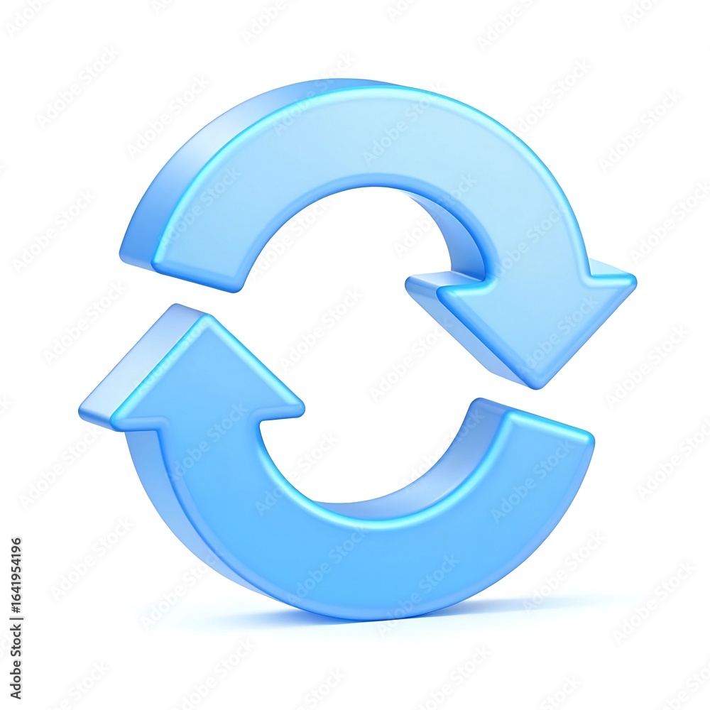 Blue 3d circular arrows icon representing refresh or reload Blue 3d circular arrows icon representing refresh or reload