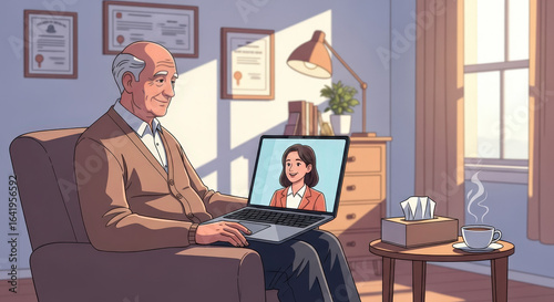 Mental Health Counselor Video Session with Senior - Emotional Wellness Support