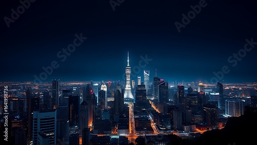 Wallpaper Mural A breathtaking urban skyline illuminated by city lights under a gradient night sky. Torontodigital.ca