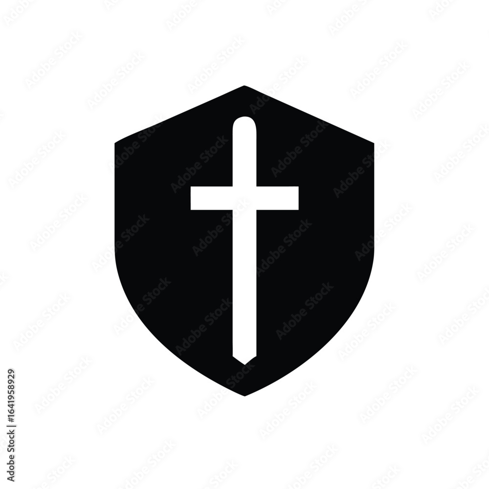 Obraz premium Medieval guard shield with a sword cross