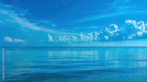 Serene Ocean View with Calm Water and Blue Sky: A Tranquil Seascape for Relaxation