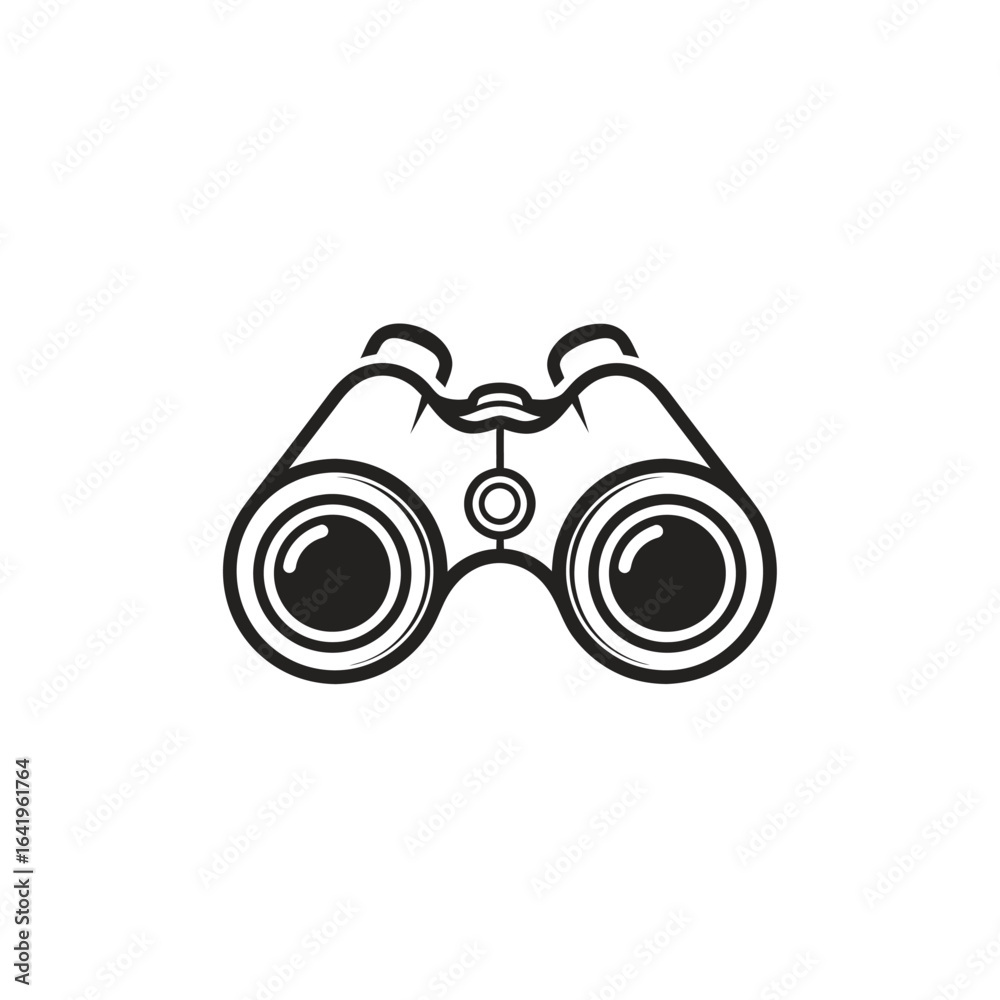Black and white binoculars graphic design illustration Black and white binoculars graphic design illustration