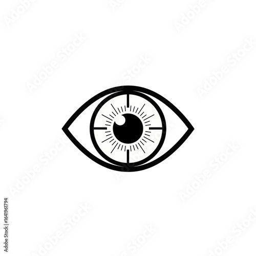 Black and white eye with crosshair graphic vector image focus vision target identification