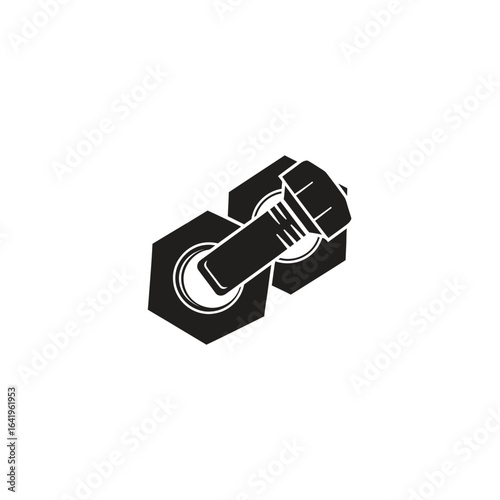 Bolt and nut icon for engineering or industrial applications