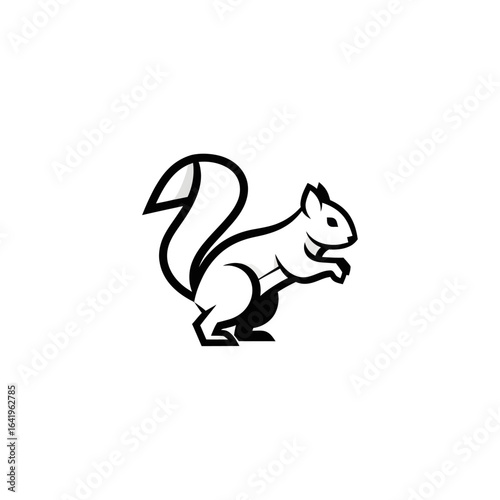 Outlined squirrel illustration graphic simple vector art design wildlife black and white squirrel logo symbol animal icon