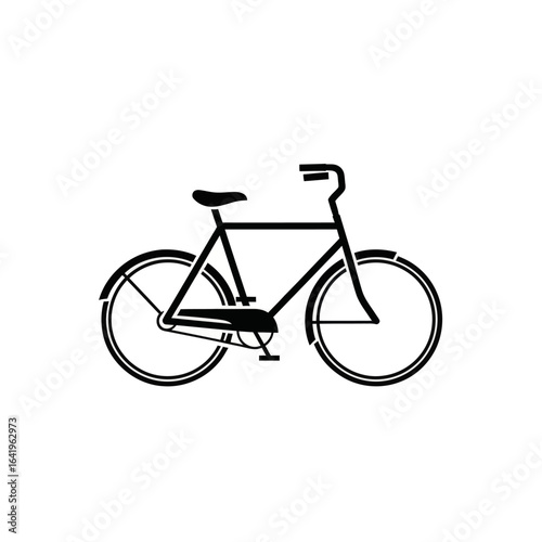 Simple black and white bicycle graphic illustration for use in various designs