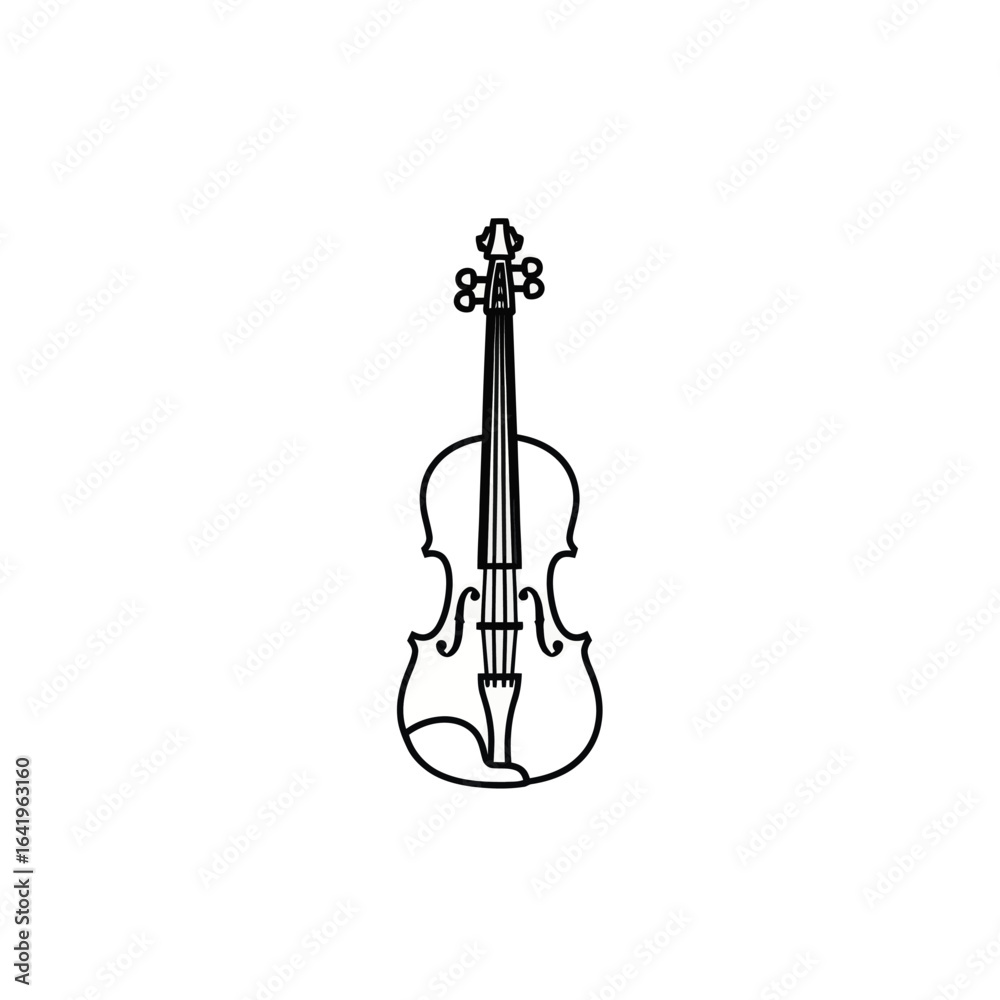 Fototapeta premium Simple black and white line drawing of violin musical instrument