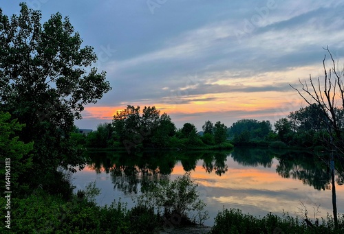 sunset over the lake