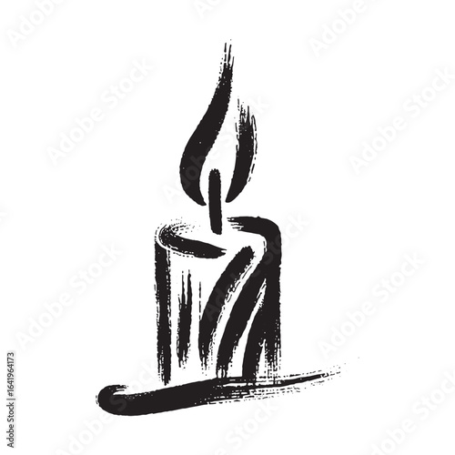 Candle light abstract brush stroke drawing vector illustration