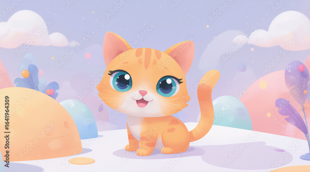 Fototapeta premium Cute cartoon kitten