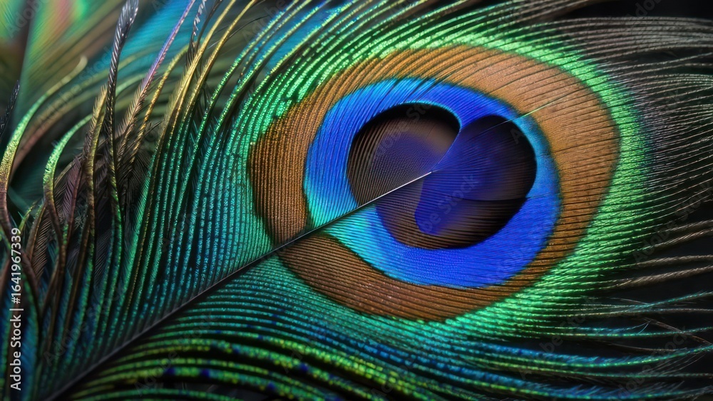 Obraz premium Vibrant peacock feather close-up