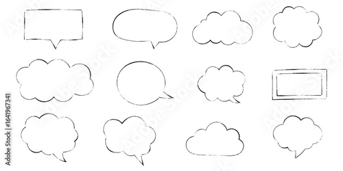 Set of speech bubble messages in doodle style