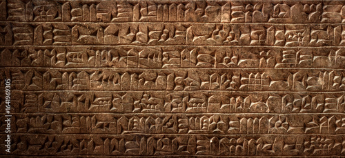 Ancient cuneiform Sumerian text. Historical background on the theme of civilizations of Assyria, Mesopotamia, Babylon, interfluve, Sumerian. Ancient archaeological background.