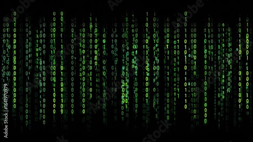 Binary code sequence on a dark background.