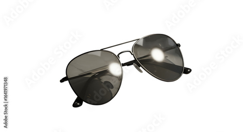 Photography Black aviator sunglasses gleam against a dark backdrop