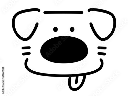 Cute cartoon Labrador retriever face with tongue out