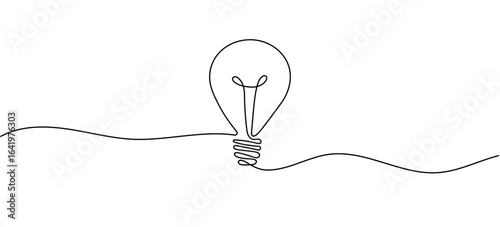 Light bulb isolated on white light bulb one line outline vector art illustration Continuous one line drawing Editable stroke