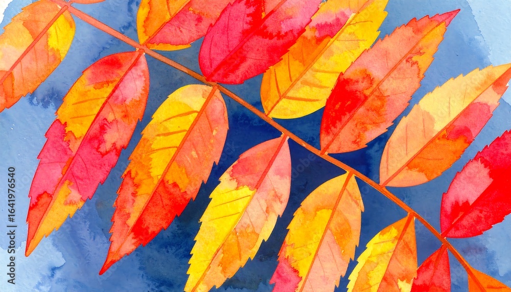 Obraz premium Autumn watercolor leaves background