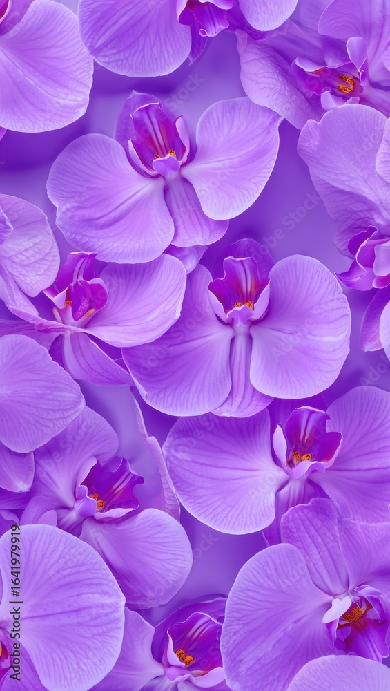 Fototapeta premium Closeup of many purple orchid flowers creating a beautiful pattern