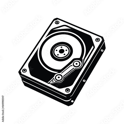 Hard Disk Drive Icon Minimal Silhouette Vector