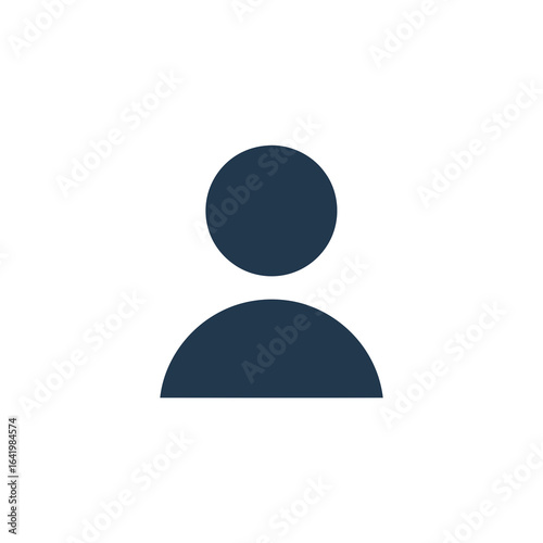 Dark blue silhouette icon of a person or user profile, representing an individual or account, isolated on a white background vector icon