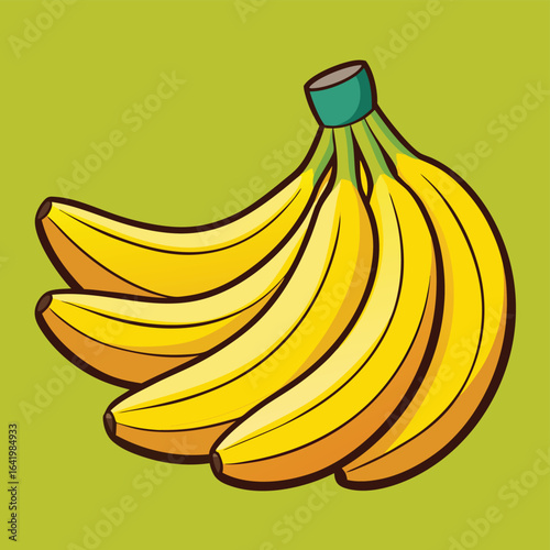 Vector illustration of a bunch of fresh, ripe bananas isolated on a white background