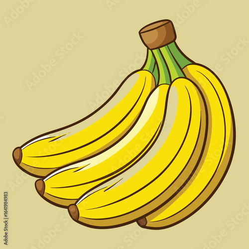 A fresh bunch of ripe yellow bananas on a white background, isolated and ready for a healthy snack