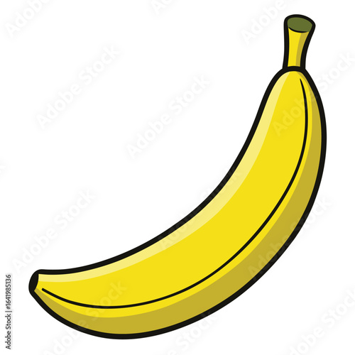 Fresh ripe yellow banana isolated on a white background, a sweet tropical fruit illustration perfect for a healthy diet